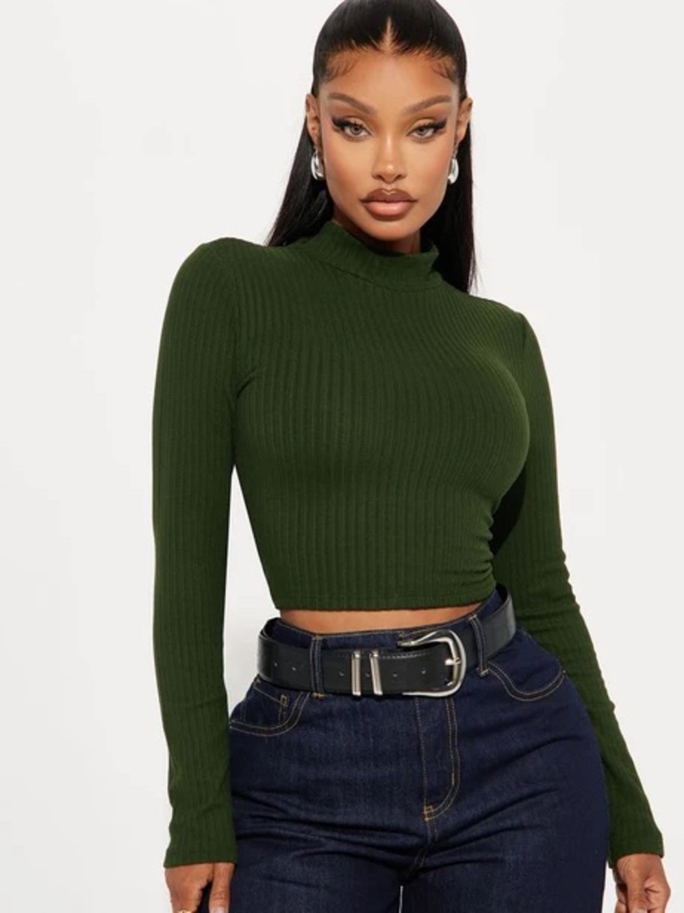 Ribbed Mock Neck Long Sleeve Top MEW 🏷️
